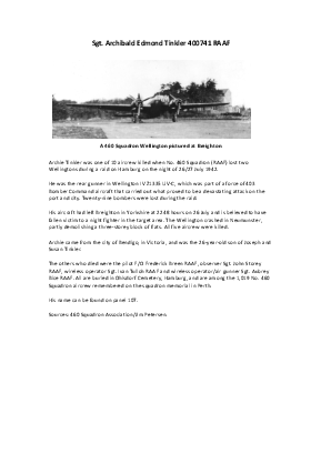 A preview of a PDF biography for Tinkler, Archibald Edmond